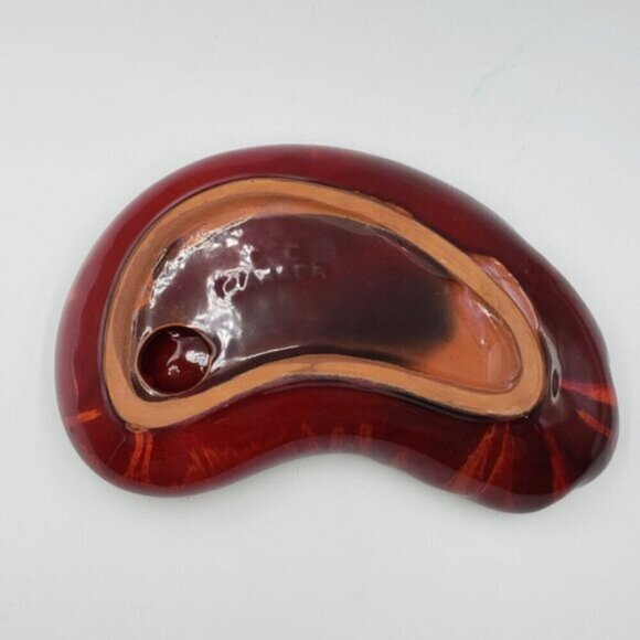 CCC Canada Pottery Red Orange Kidney Candy Trinket Dish - Picture 6 of 13